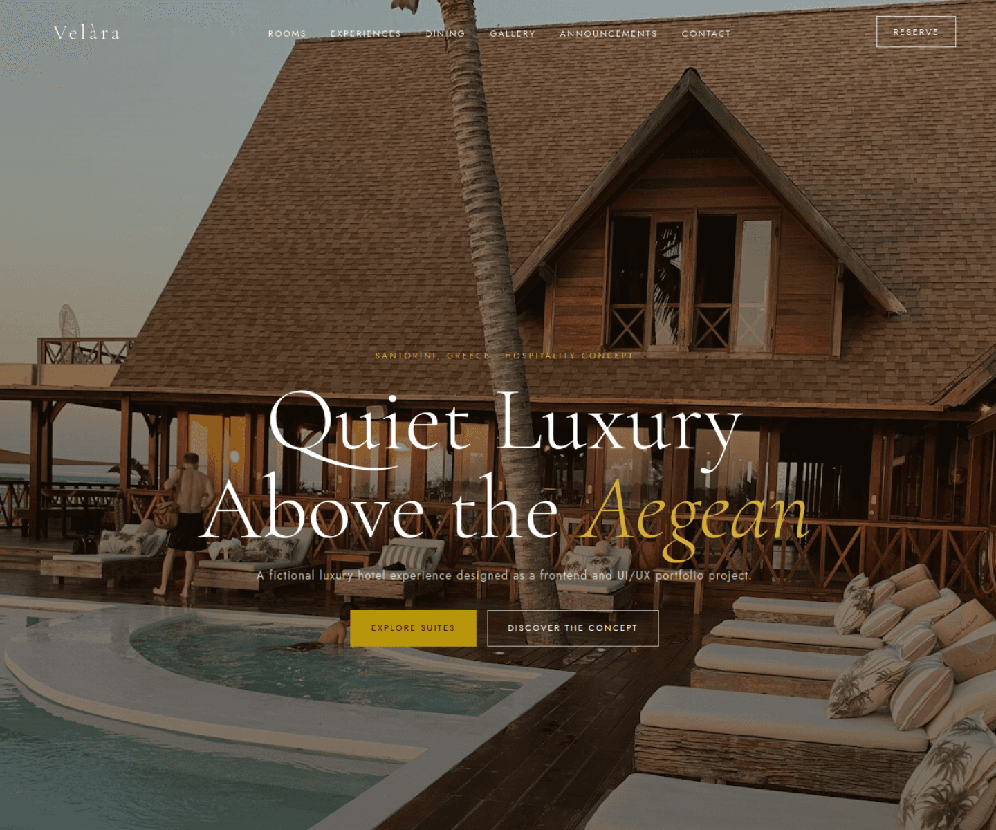 Velara hotel website homepage